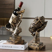 retro wine rack home decoration accessories silence is gold statues and sculpture modern art decorative sculptures for home