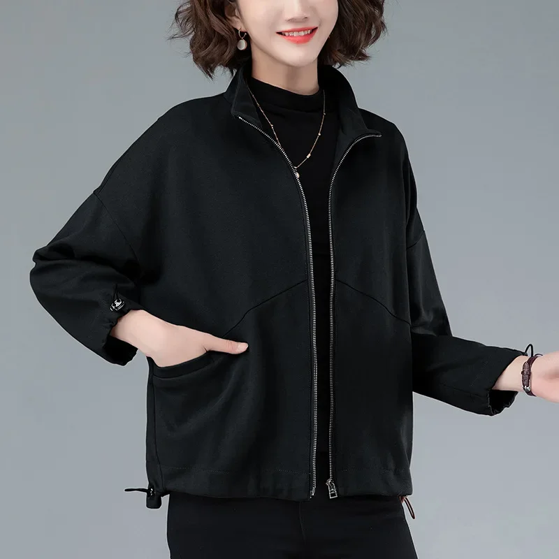 Модная Повседневная укороченная куртка свободного кроя для женщин весна-осень