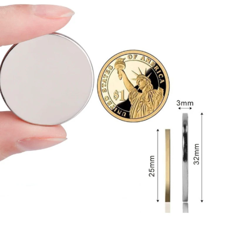 Магнит NdFeB мощный маленький круглый редкоземельный магнит для рыбалки поиска, толщиной 32 мм × 3 мм.