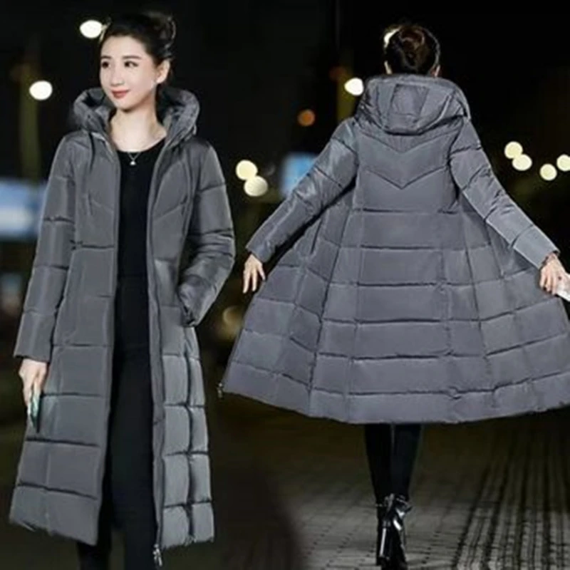 New Cotton-padded Jacket Women's Down Padded Jacket Mid-length  Coat Thickened Warm Padded Jacket Women's X-Long Jacket