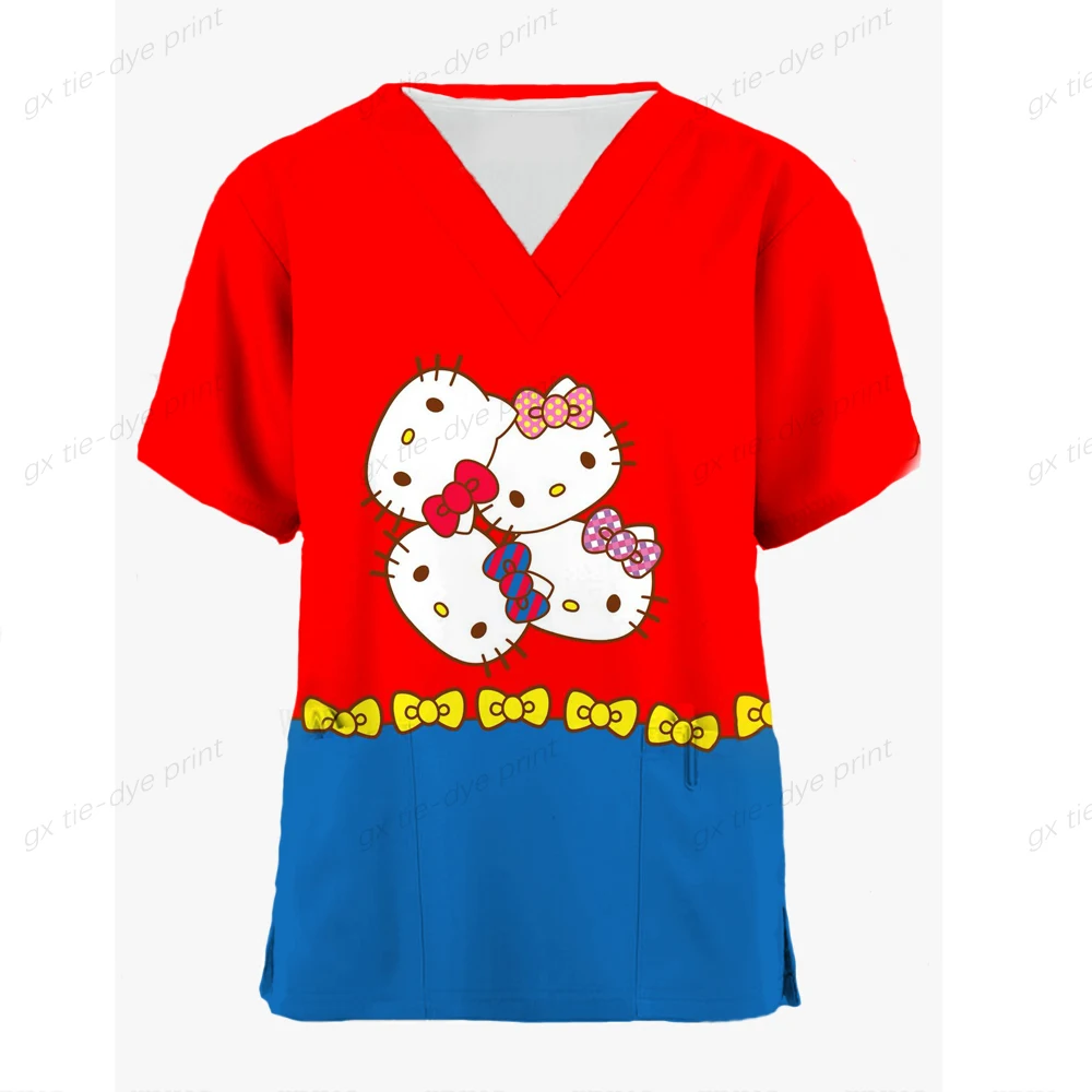 Женская футболка с коротким рукавом V-образным вырезом и карманом