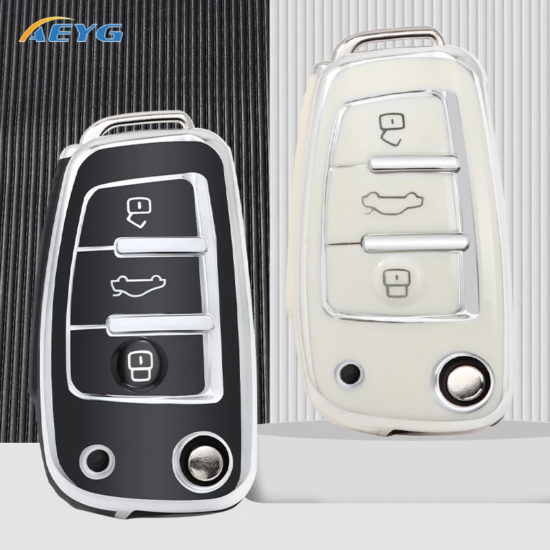

TPU Car Flip Key Case Cover Shell Fob For Audi A1 A3 A4 A5 A6 A7 Q3 Q5 S6 B6 B7 B8 C6 8P 8V 8L TT Keyless Protector Accessories