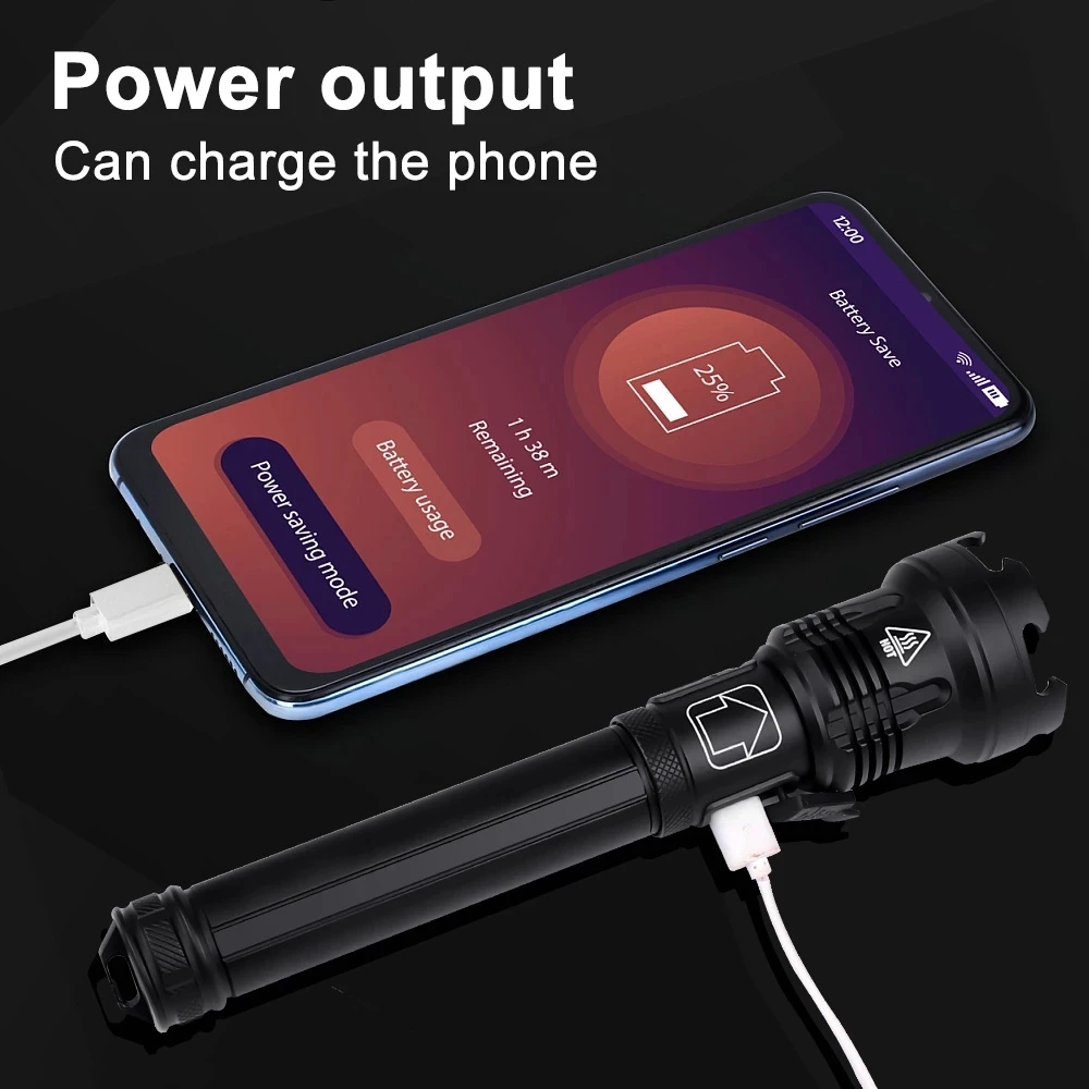 Мощный светодиодный фонарик длиной 1200 м лм XHP199 перезаряжаемые тактические