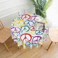 peace pattern round tablecloth 60 inches waterproof table cover cloth for dining room kitchen party picnic home decor