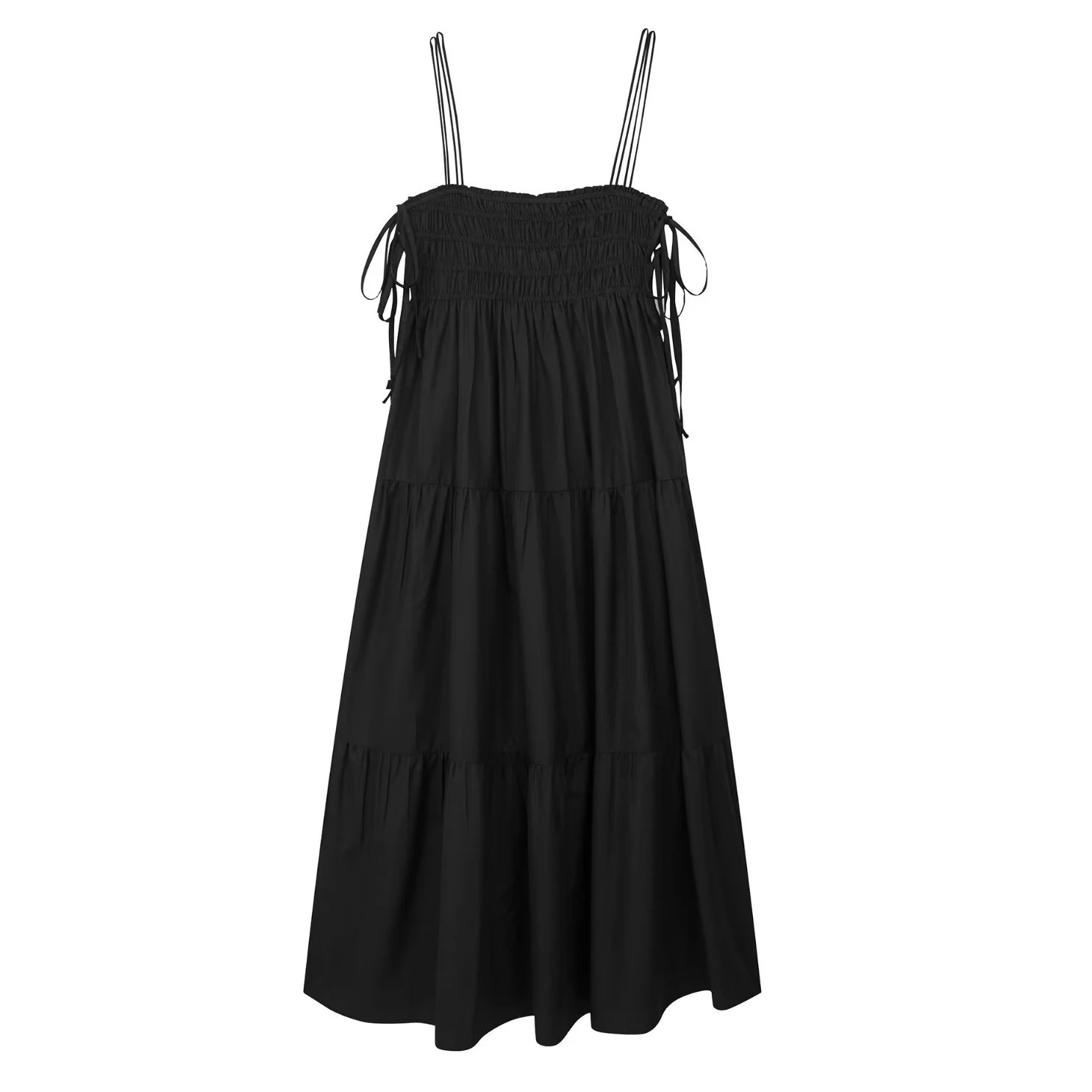 

TRAF Women's Dress 2023 Summer Fashion Folds Casual Dress Chic A-Line Black Camisole Ladies Backless Sexy Dresses New In