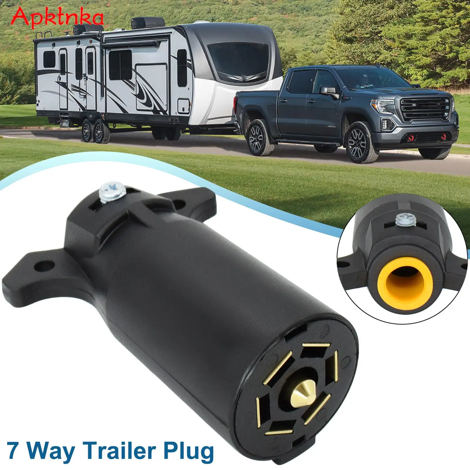 

7 Way RV Style Trailer Light Plug Connector Wiring Socket Replacement Blade Pin Adapter 12V Caravan Towing RV Yacht Accessories