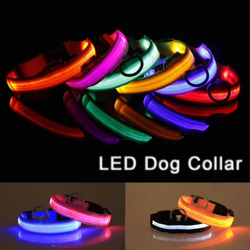 

Dog Collars LED Light USB Rechargeable Adjustable Flashing Luminous Collar Night Anti-Lost For Dogs Night Safety Glowing Collar