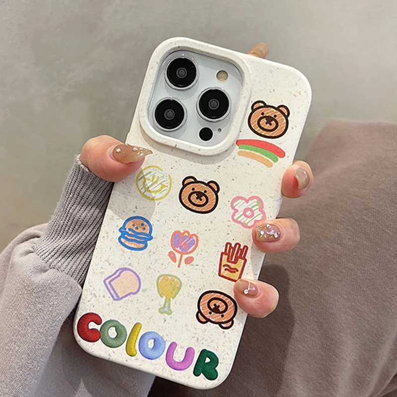 

Cute Bear Colour Eco-friendly Silicone Case For iPhone 14 Pro Max 13 11 12 Matte Protctive Cover Capa