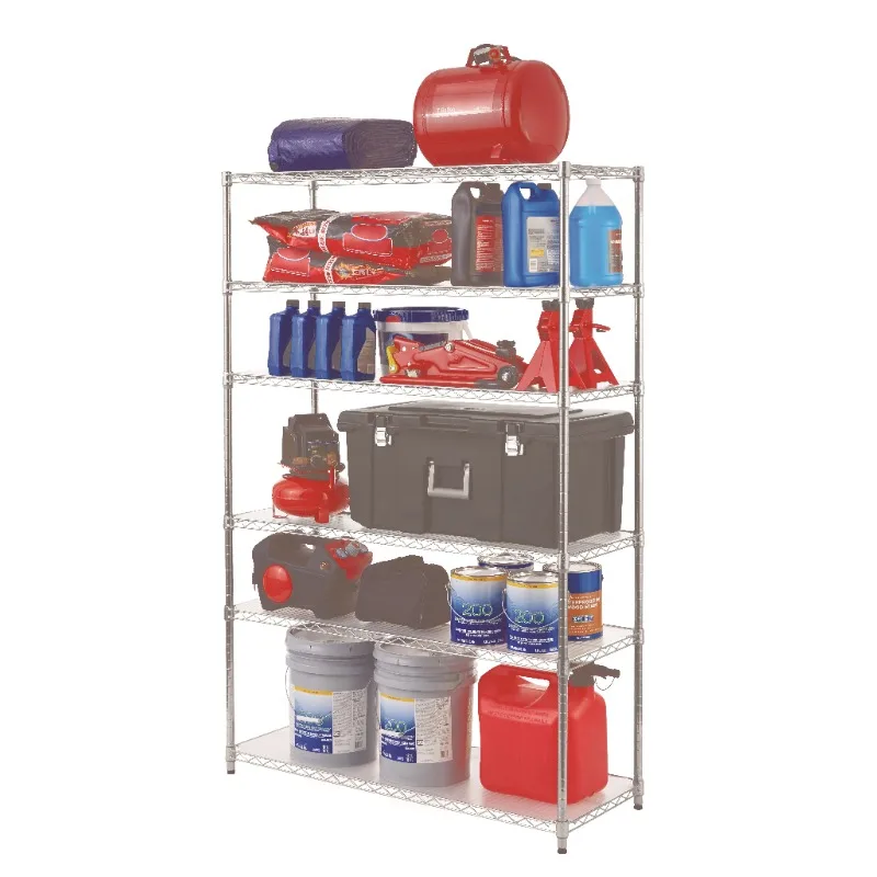 

Hyper Tough 6 Tier Steel Wire Shelf Unit with Liners, Chrome, Capacity 3600 lbs