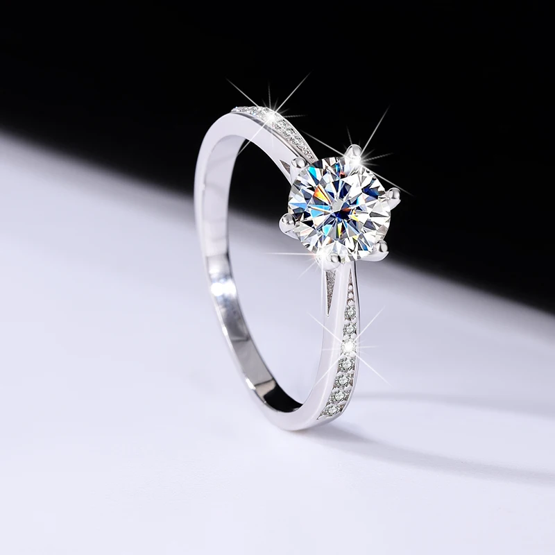S925 Sterling Silver moissanite Korean Six claw Ring for Women Six claw Classic Crown Proposal Ring rings