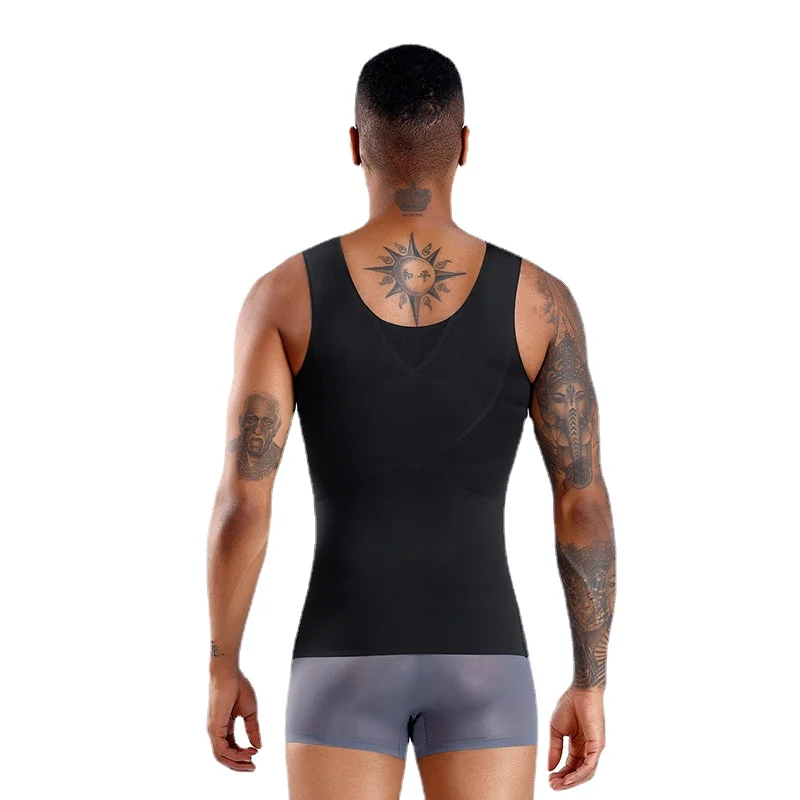 HaleyChan Men Compression Shirts Body Shaper Slimming Vest Elastic Slim Muscle Tank Shapewear Men Bodysuit Fitness Waist Trainer