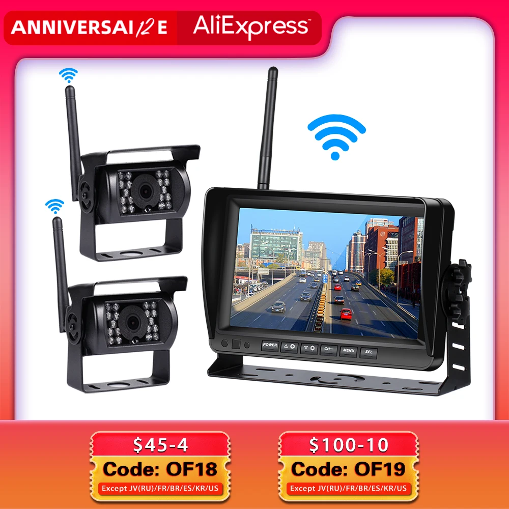 $79.19 7 inch Wireless Car Monitor Truck Screen CMOS IR Night Vision Reverse Backup Wifi Camera Parking System Display for Car