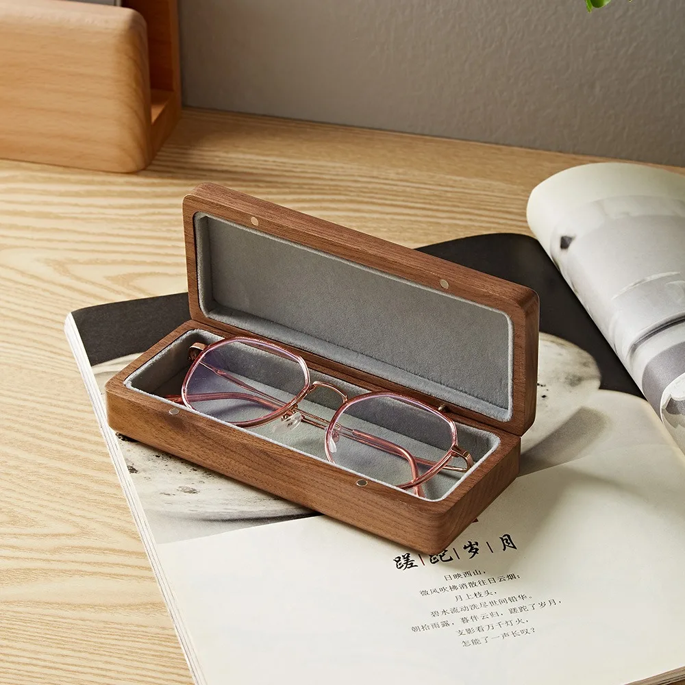 

Outdoor Men and Women Glasses Box Myopia Glasses Case Storage Box Wooden Case Black Walnut
