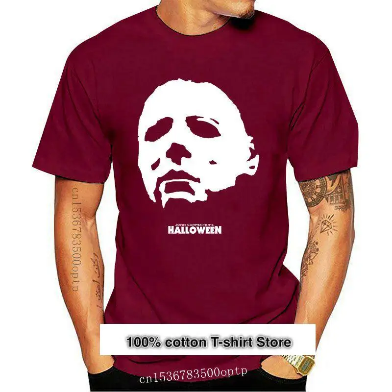 

Camiseta de Halloween oficial de Shotdeadinthehead para hombre, camiseta divertida de marca, máscara de Michael Myers, nueva