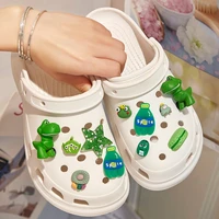 11pcsset green dinosaur series sprite macaron cartoon shoe buckle novelty cute shoe charms accessories kids women x mas gifts