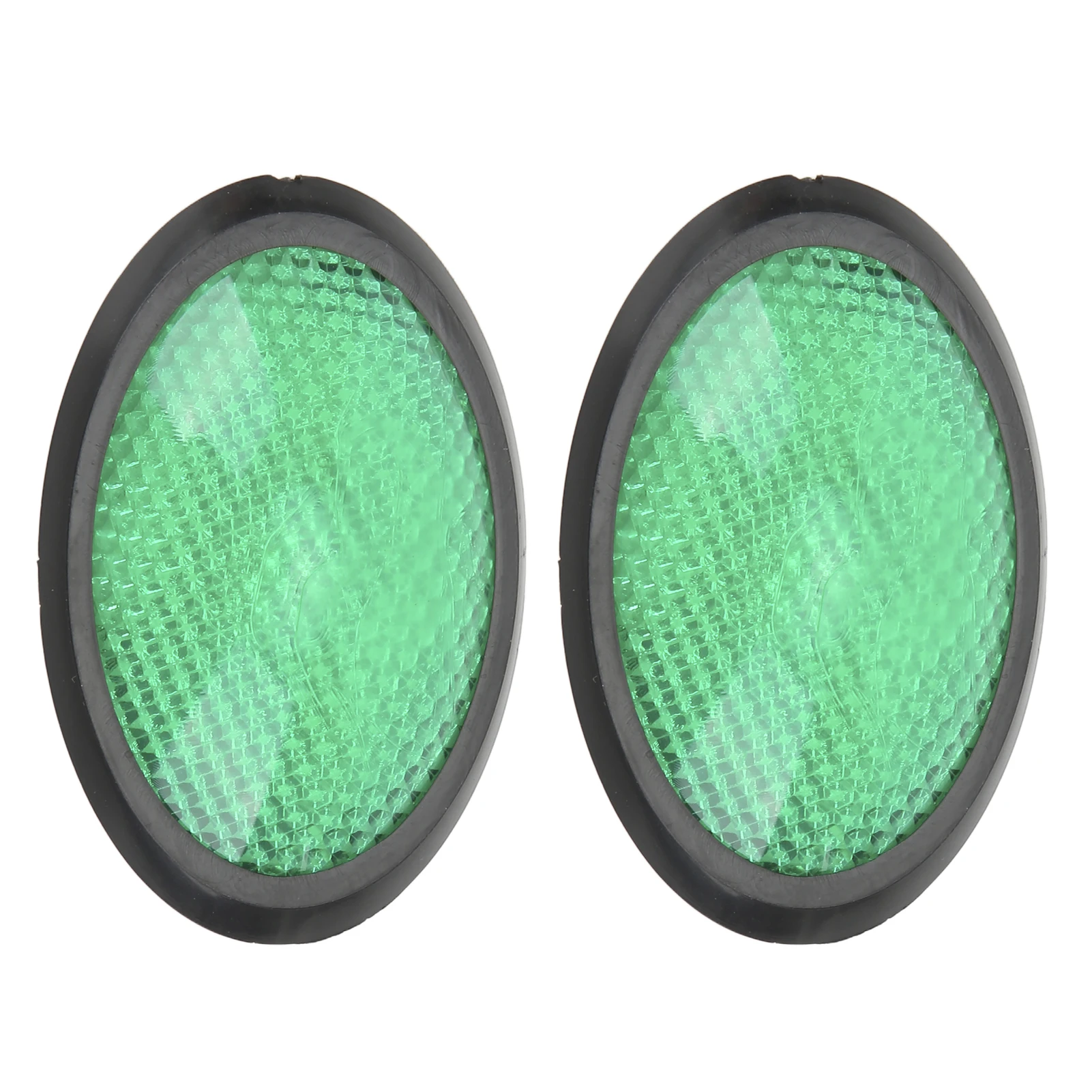 

2pcs Universal Reflective Sticker Green Oval Warning Reflectors for Cars Motorcycles Trucks