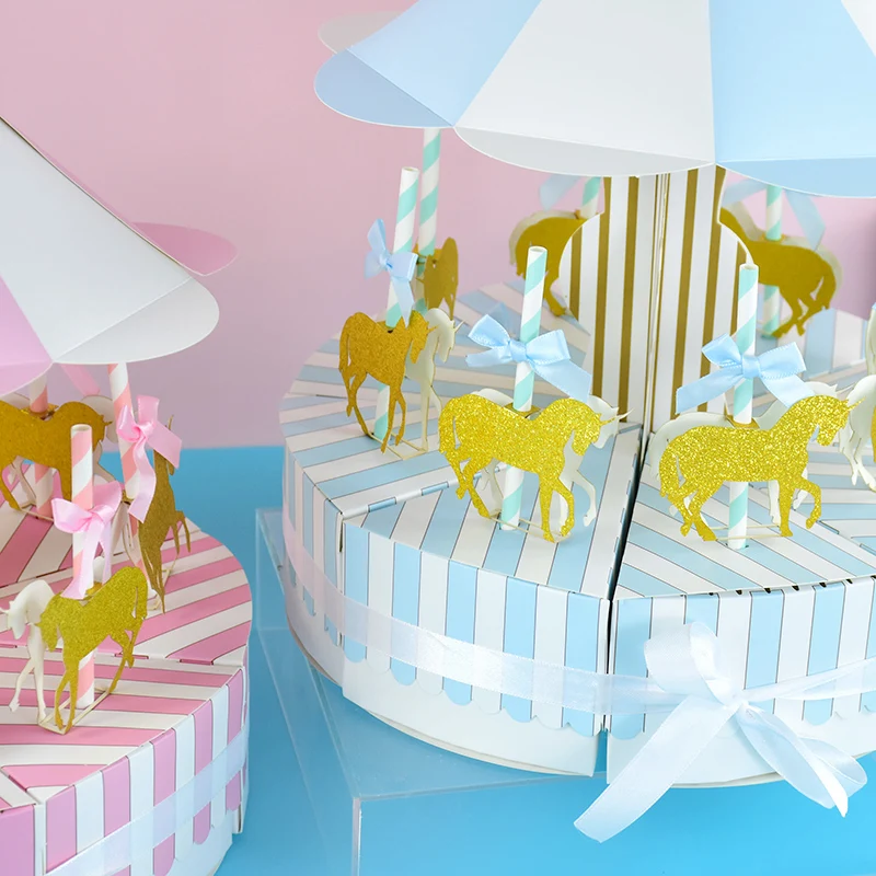 Креативная бумажная подарочная коробка в виде карусели свадебные сувениры для