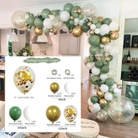 avocado green balloons garland arch kit gold confetti white skin balloons set for birthday wedding baby shower decor