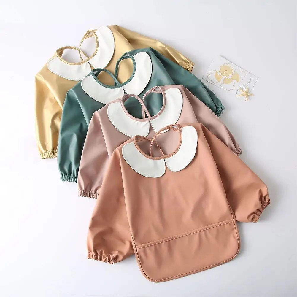 

Waterproof Baby Bibs Burp Cloth With Pocket Baby Feeding Drawing Smock For Children Baby Accessories Infant Apron Kids Stuf Y5u1