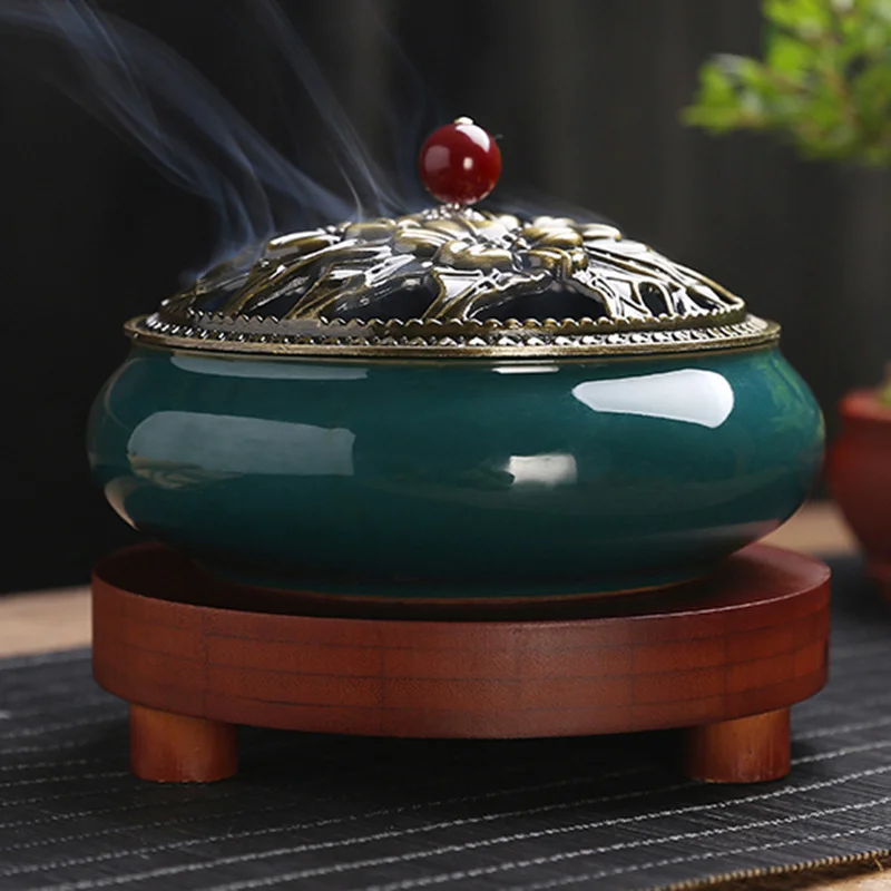 

Incense burner indoor household sandalwood burner ceramic large incense burner incense burner Aloe Vera mosquito coil tray