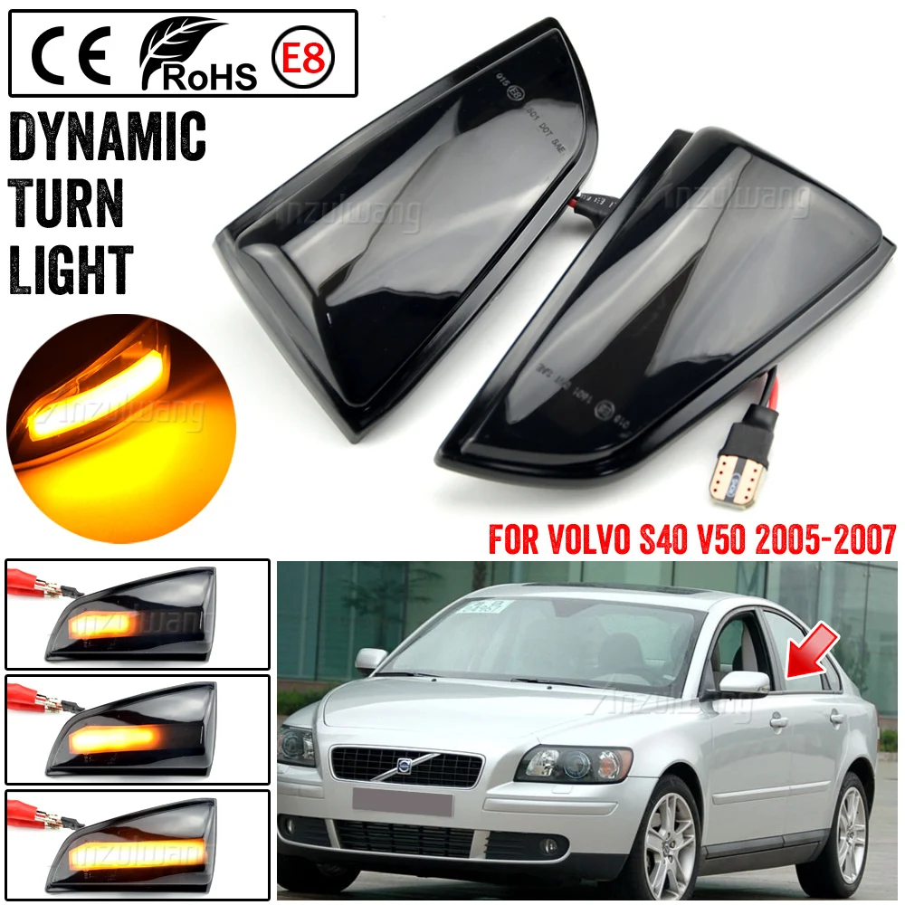 

Dynamic Blinker Side Mirror Sequential Indicator LED Turn Signal Light For Volvo S40 V50 2005-2007 8679775 8679777