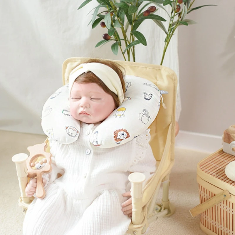 

Детская двухсторонняя подушка для шеи U-образной формы, хлопковая подушка для поддержки головы для малышей, для мальчиков и девочек, автомоб...