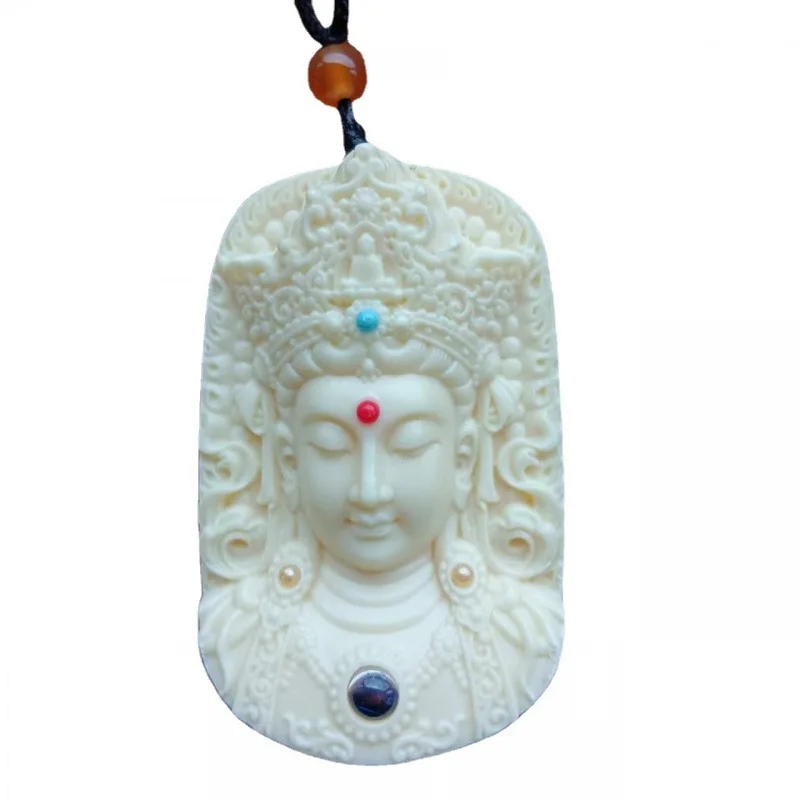 Новый продукт резная подвеска в виде головы Гуаньинь цвета слоновой кости
