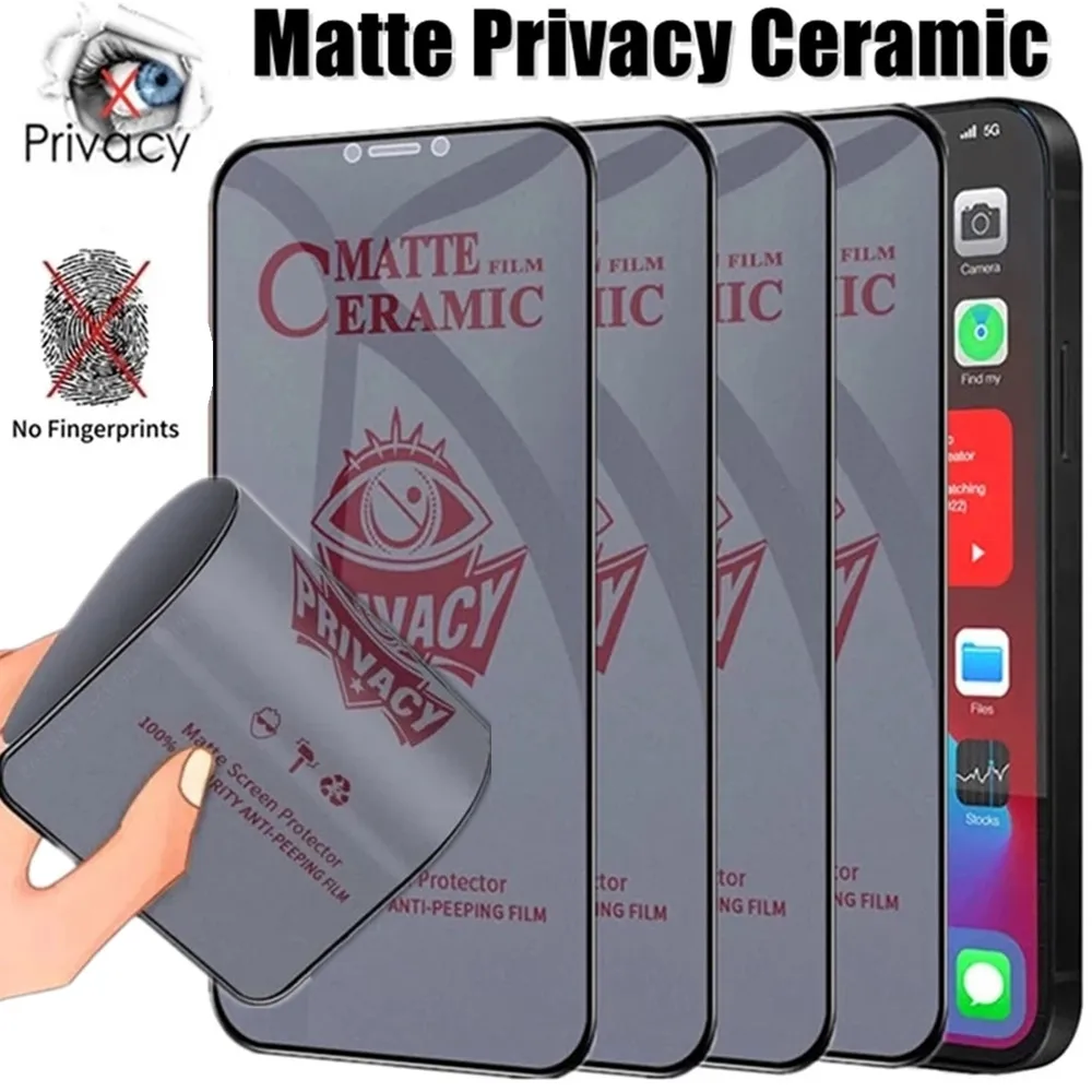 

10pcs Matte Ceramic Privacy Screen Protectors for IPhone 15 14 12 13 11 Pro Max XS Max X XR 7 8 Plus Anti-spy Film