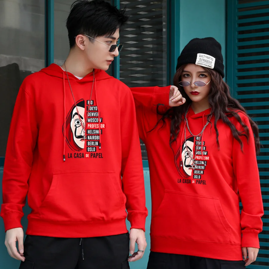 

&Autumn 2023 Spring Men la casa de papel Printed Streetwear Cotton hoodies Male Hip Hop joker Sweatshirts Oversized hoodie Women