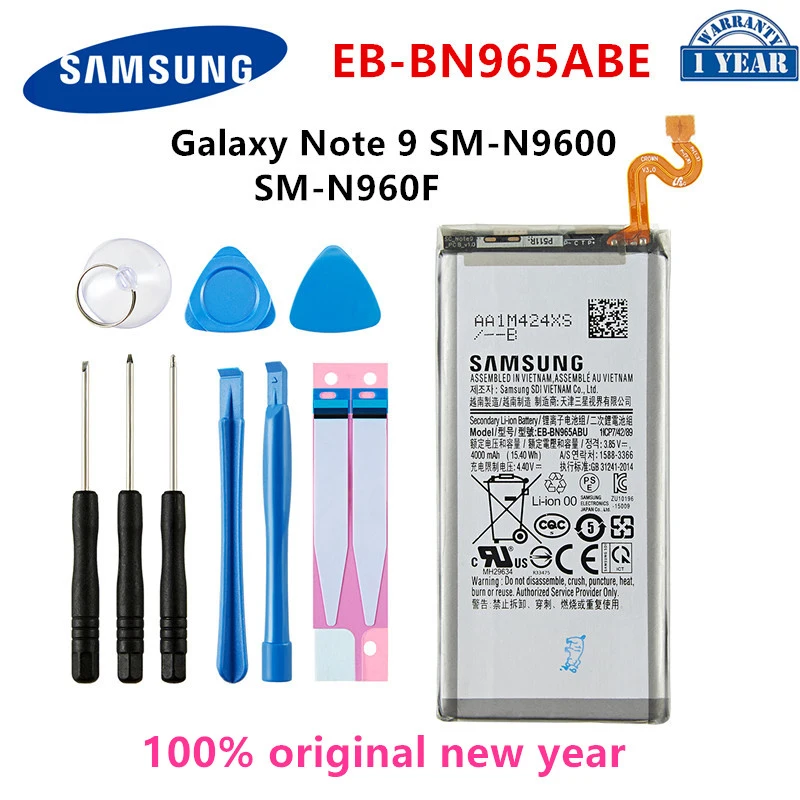 

SAMSUNG Orginal EB-BN965ABU EB-BN965ABE 4000mAh Battery for Samsung Galaxy Note9 Note 9 SM-N9600 N960F N960U/N960N N960W +Tools