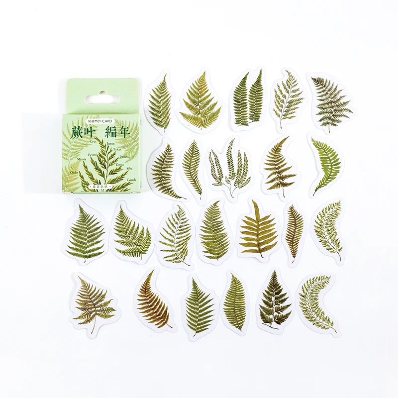 

40Pack Wholesale Box stickers plant leaf Fresh Green Plant Handbook Diary Material account Scrapbooking Decorative Adhesive 4CM