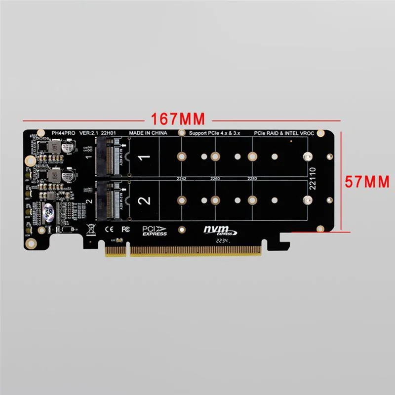 Двусторонняя 4-дисковая карта NVME PCIeX16 — M.2 M-Key NVMEx4SSD 2U Адаптер расширения