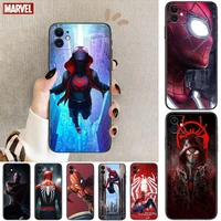 marvel spiderman black phone cases for iphone 13 pro max case 12 11 pro max 8 plus 7plus 6s xr x xs 6 mini se mobile cell