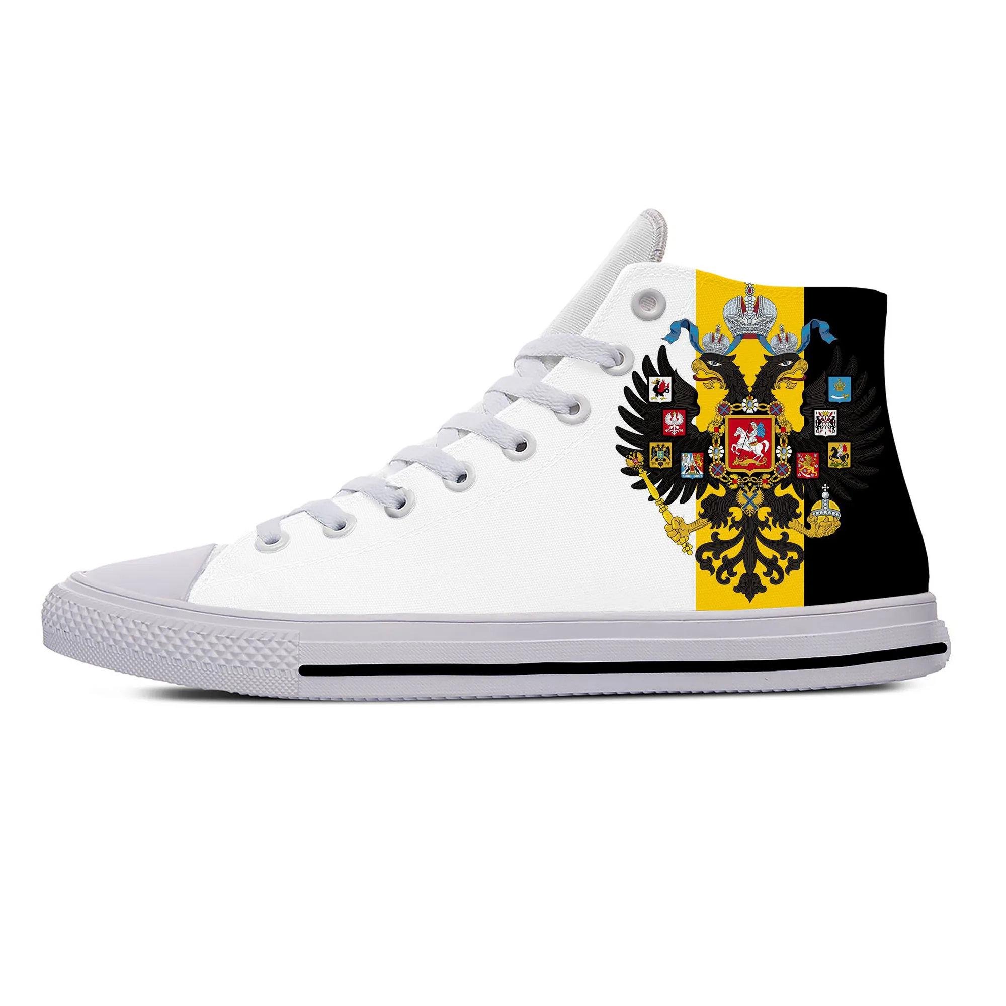 

Hot Russia Russian Imperial Empire Flag Patriotic Casual Cloth Shoes High Top Lightweight Breathable 3D Print Men Women Sneakers