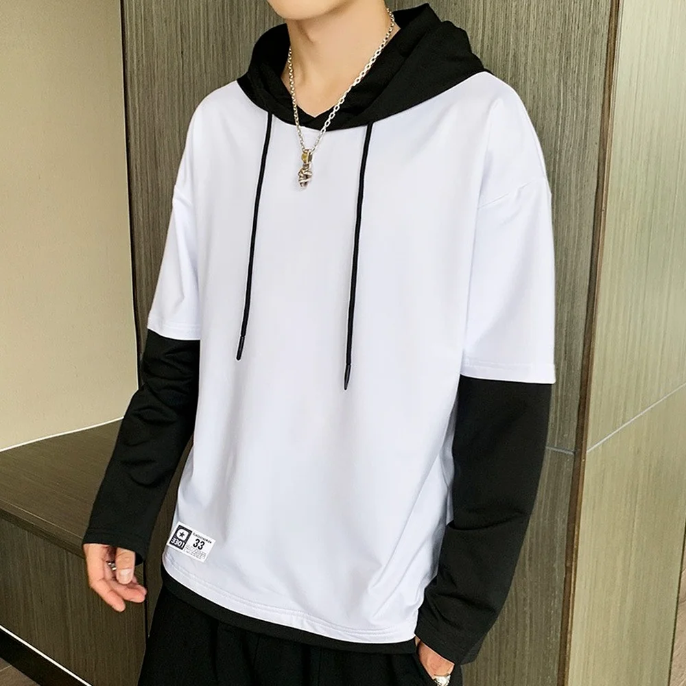 

Hip Hop Hoodies Men Patchwork Hoodies Spring and Autumn Casual Tops Men Punk Style Sweatshirts With Hood Men Long Sleeve Shirts