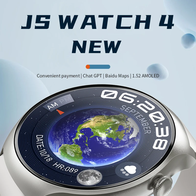 

Новинка 2023, Смарт-часы JS WATCH4 с изогнутым экраном, с 3 ремешками, Лучшие фитнес-часы с чипом SF32LB551 для Huawei