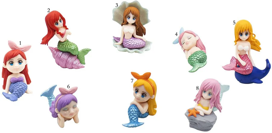 

Cute Miniature Mermaid Figurines, Mini Mermaid Cake Topper for Crafts Succulent Planter Moss Landscape Terrarium DIY Home Decor
