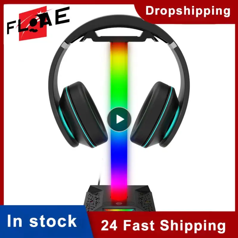 

For Ps5 Accessories Rgb Lighting Gamepad Hook For Ps5 Dual Usb Hub Jack Gaming Headset Hook Pc Gamer Accessories Headphone Stand