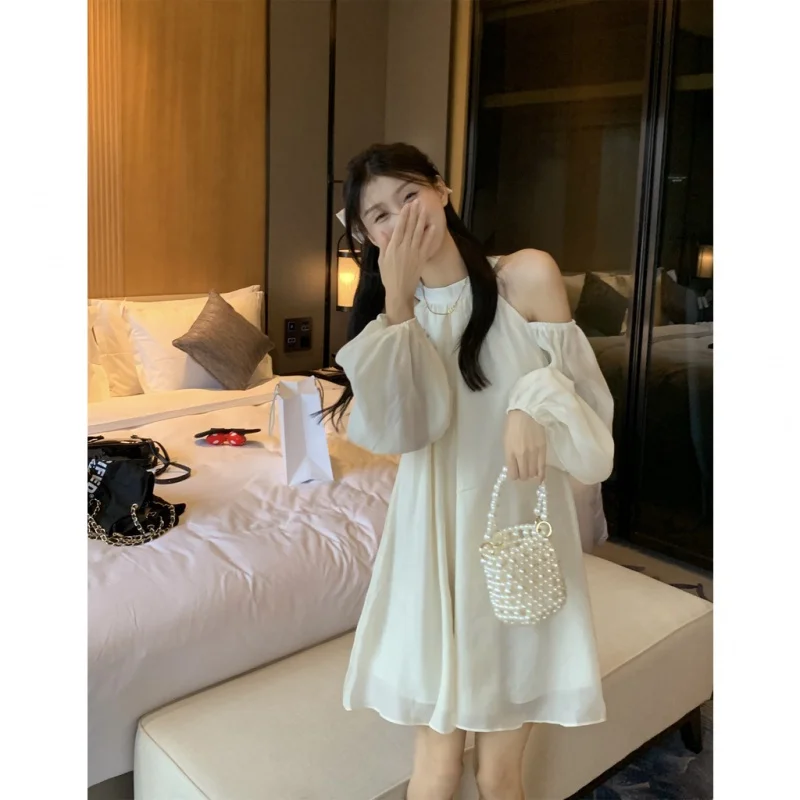 

women's summer design off shoulder long sleeve dress