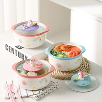unicorn ceramic instant noodle bowl cartoon japanese and korean student dormitory meal bowl household large noodle bowl