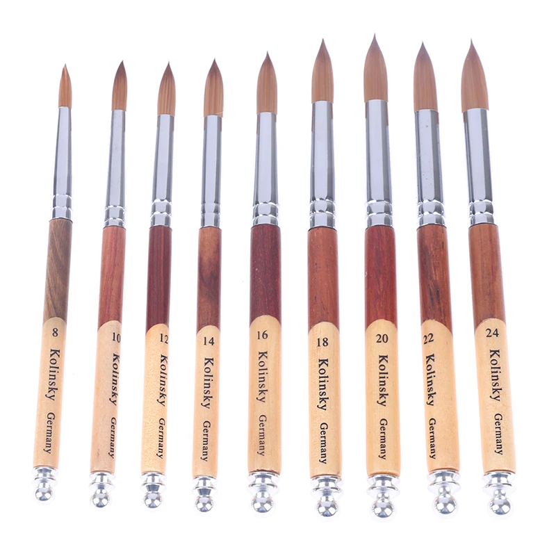 

Acrylic Nail Brush Oval Crimped Shaped Nail Painting Pen UV Gel Polish Brush Wood Handle Professional Manicure Powder Brush