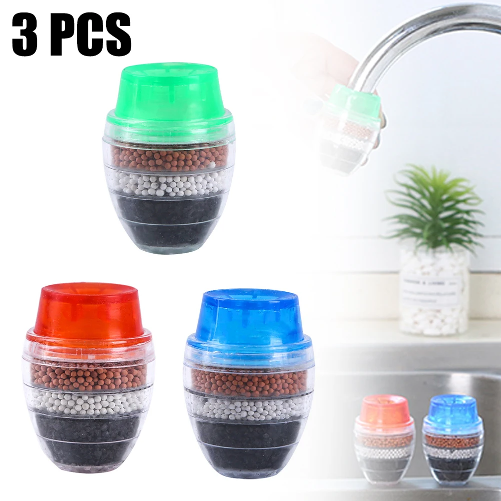 

3pcs Faucet Mount Filters Tap Water Filter Purifier Round Rubber Activated Carbon Home Kitchen Faucet Filter