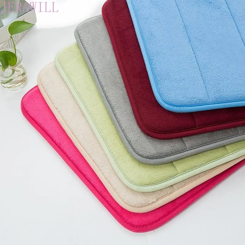 

Memory Cotton Mats Thick Coral Velvet Slow Rebound Striped Rugs Non-slip Soft Touch Mat Rug