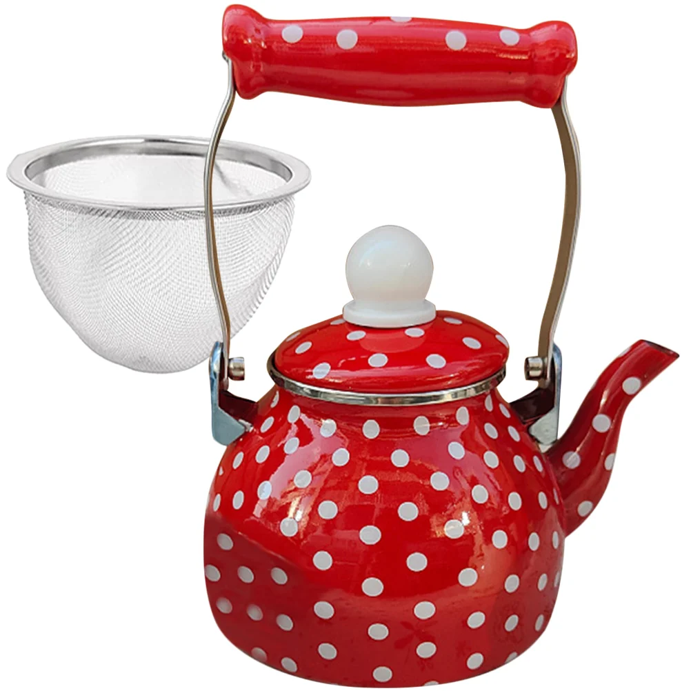 

Enamel Kettle Handheld Tea Pot Water Thickened Glass Teapot Strainer Stovetop Handle Coffee Convenient Metal