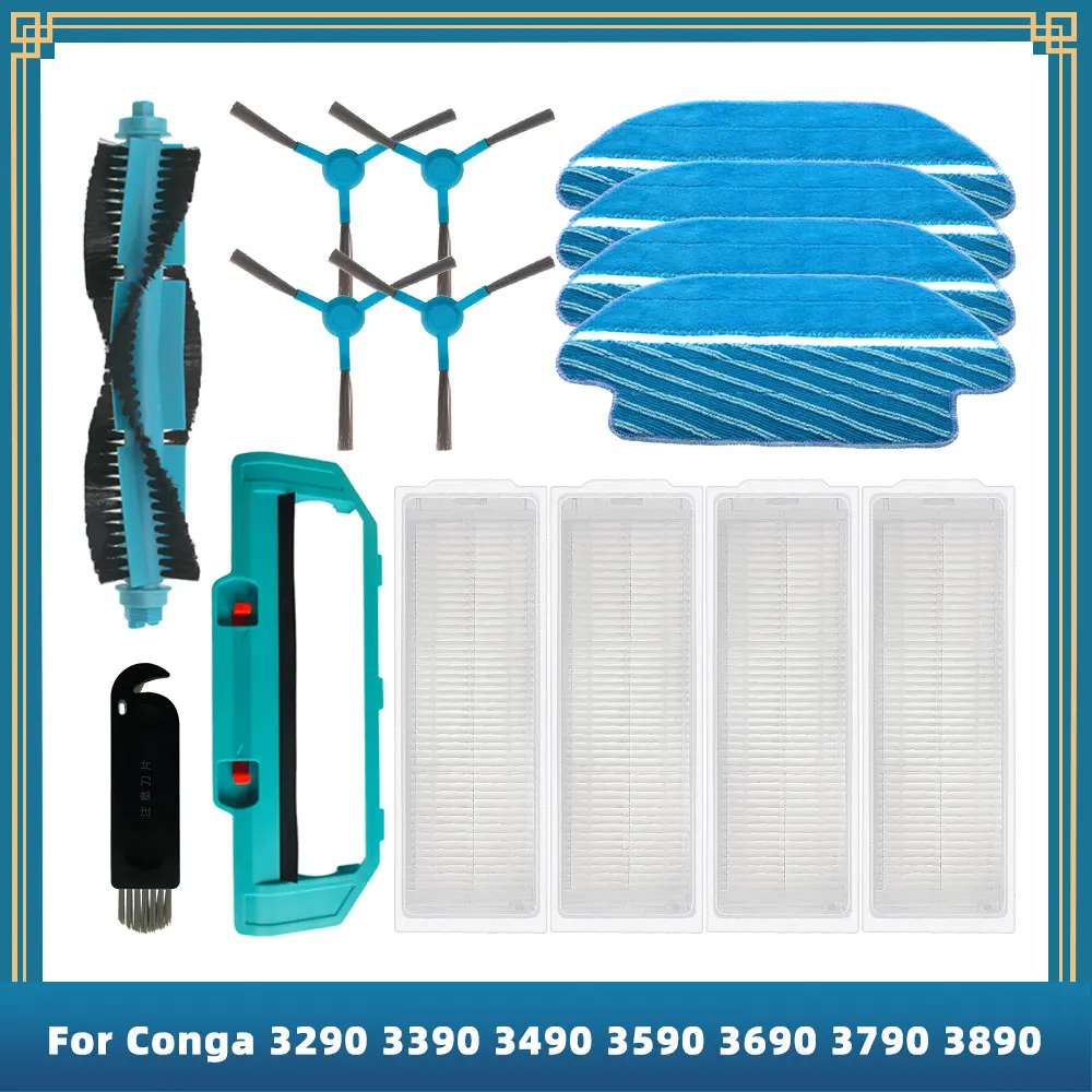 

For Cecotec Conga 3290 3390 3490 3590 3690 3790 3890 Ultra Titanium Vital Spare Parts Accessories Main Side brush Filter Mop Rag
