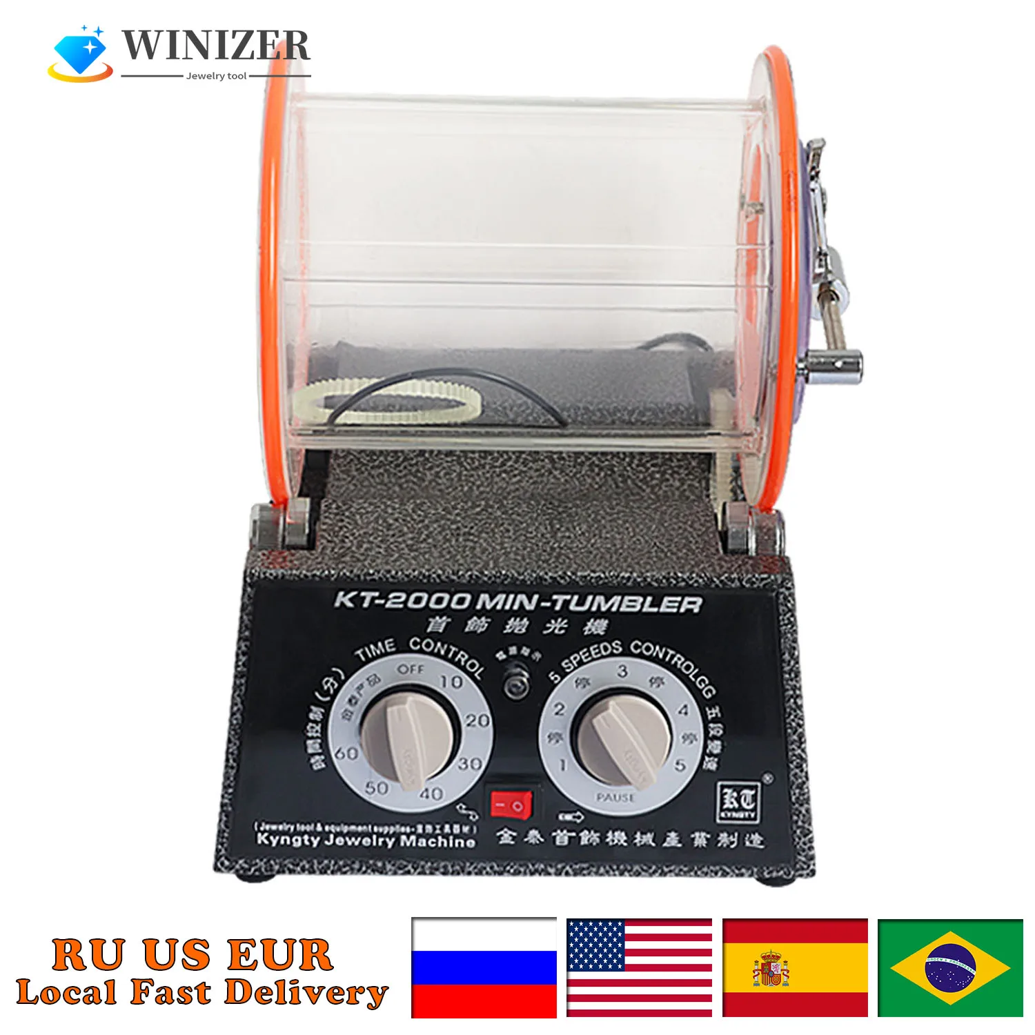 5Kg Jewelry Polisher Tumbler Machine - Mini Rotary Tumbler Timing Speed Function Surface Polisher Jewelry Cleaning Tool