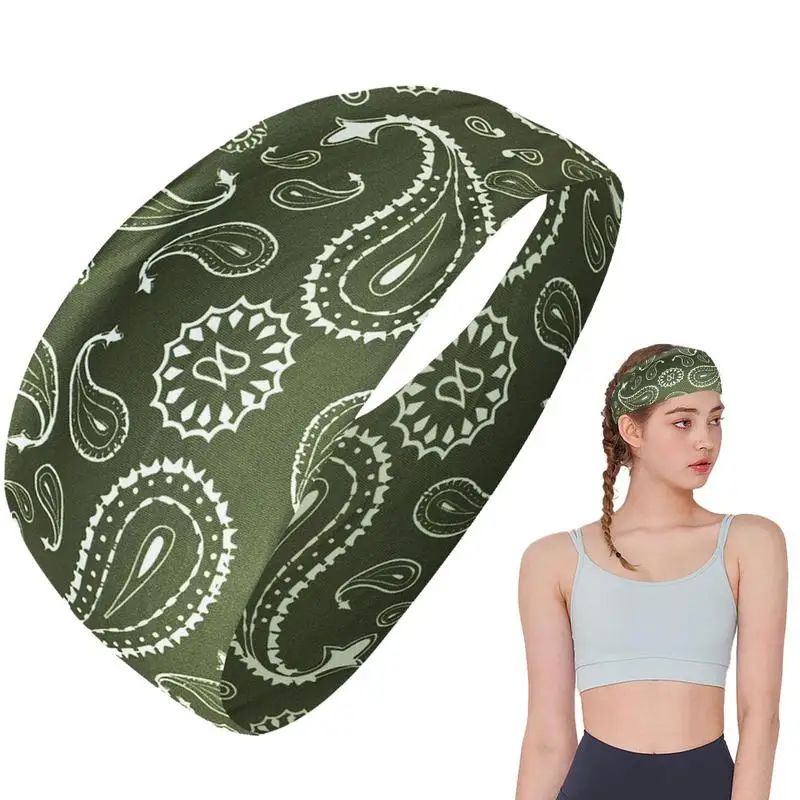 

Gym Headband Sport Headband Hemiyan Style Printed Quick Absorbent Super Slim Comfortable Lightweight Sweat Absorbing Headband