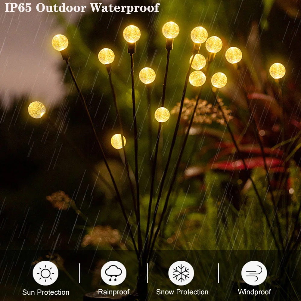 

LED Solar Lights Outdoor Waterproof Path Lawn Lamp Starburst Swaying Warm White Light for Landscape Pathway Yard Decoration