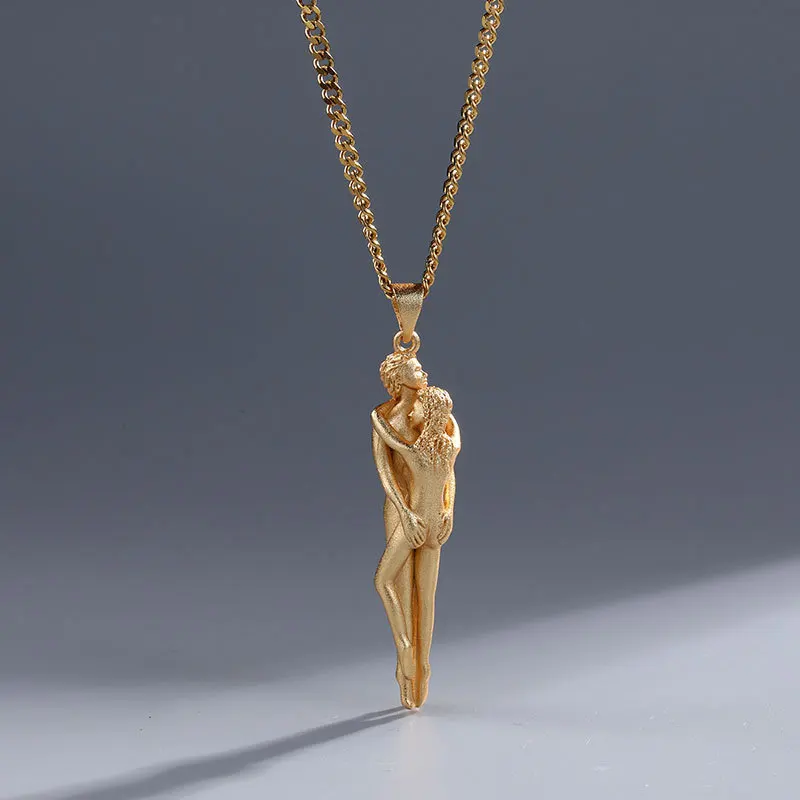 Romantic Lover Embracing Originality Personality Pendants Jewelry Double Hug Necklace Trending Products Couples Women's Day Gift