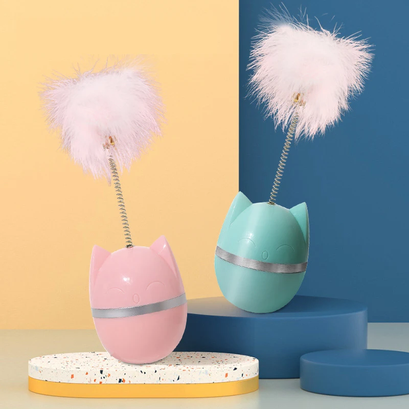 

New In Pet Tumbler Ball Teasing Tick Feather Cat Toys Interactive For Indoor
